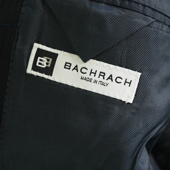 Bachrach 40R 32x32 Navy Blue Stripe Italy Made 100% Wool Mens Jacket Pants Suit‎